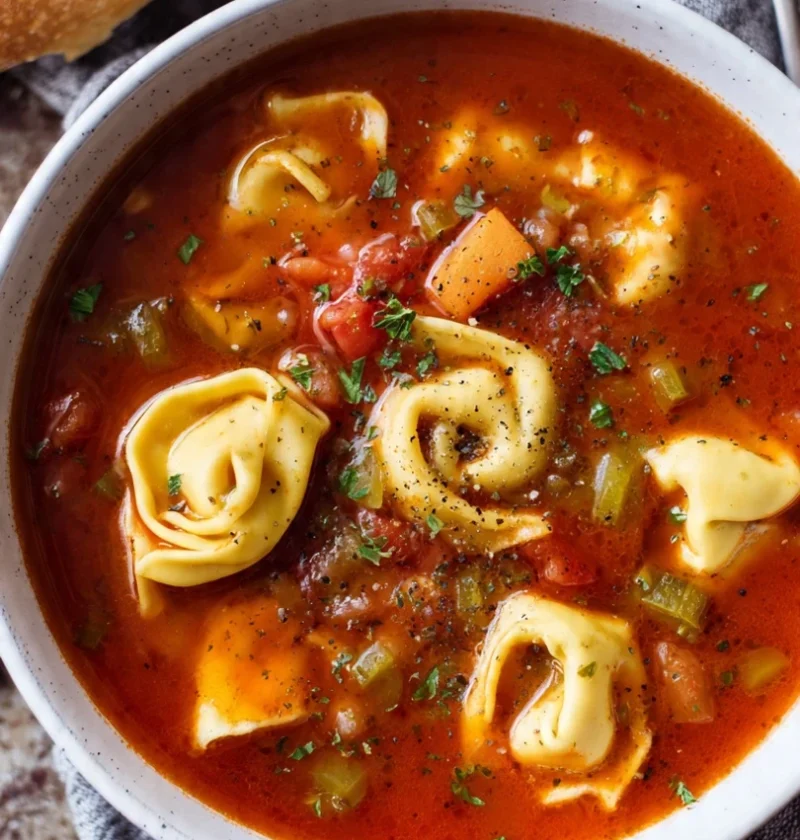 Slowcooker Chicken Tortellini Tomato Soup