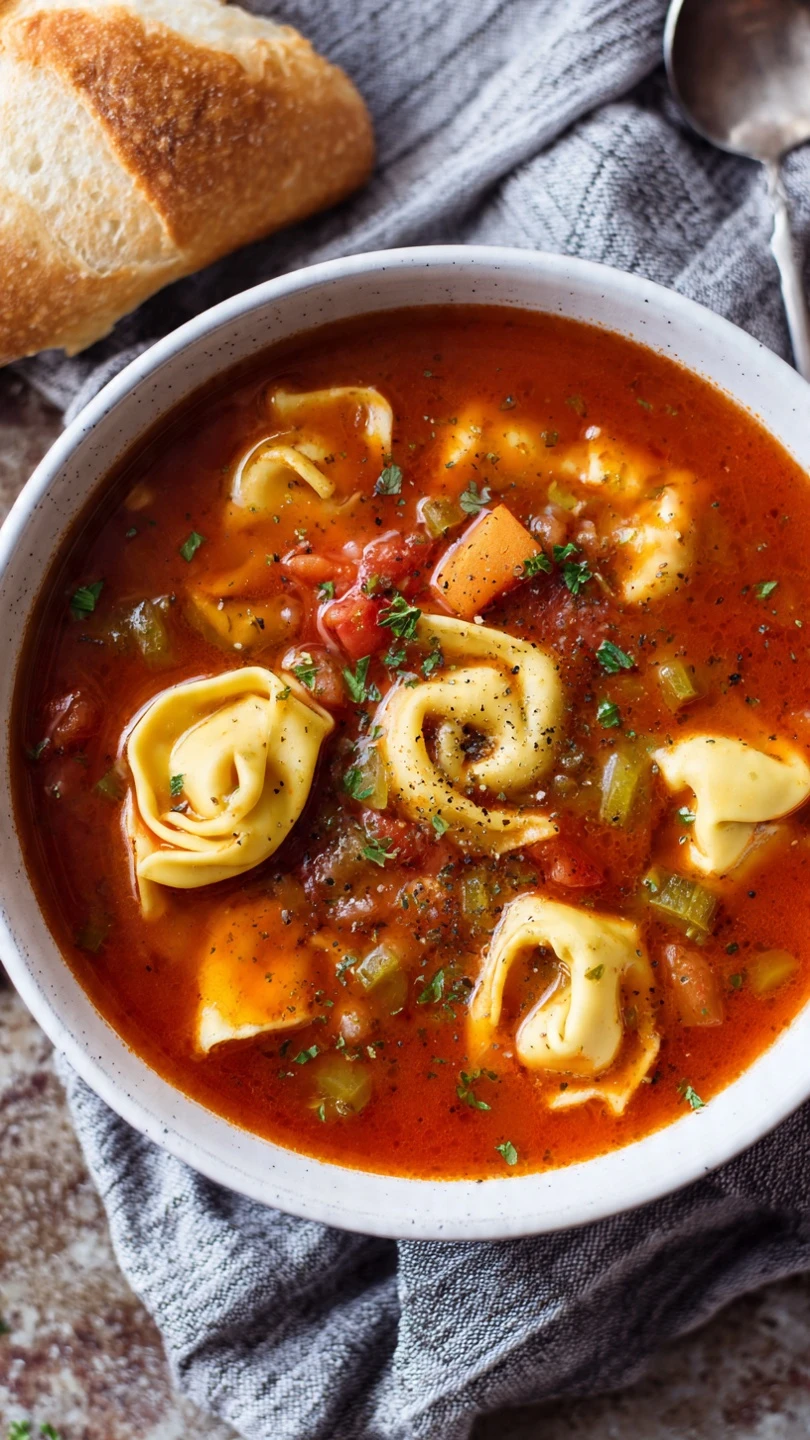 Slow-Cooker Chicken Tortellini Tomato Soup