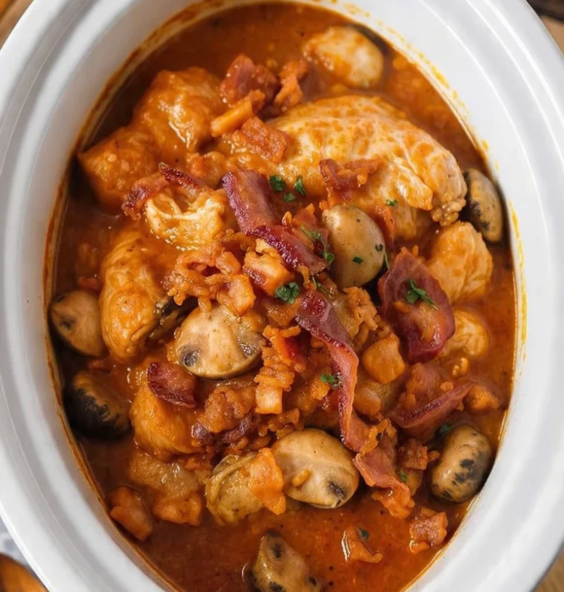 Slow Cooker Chicken Cacciatore Mushrooms Bacon