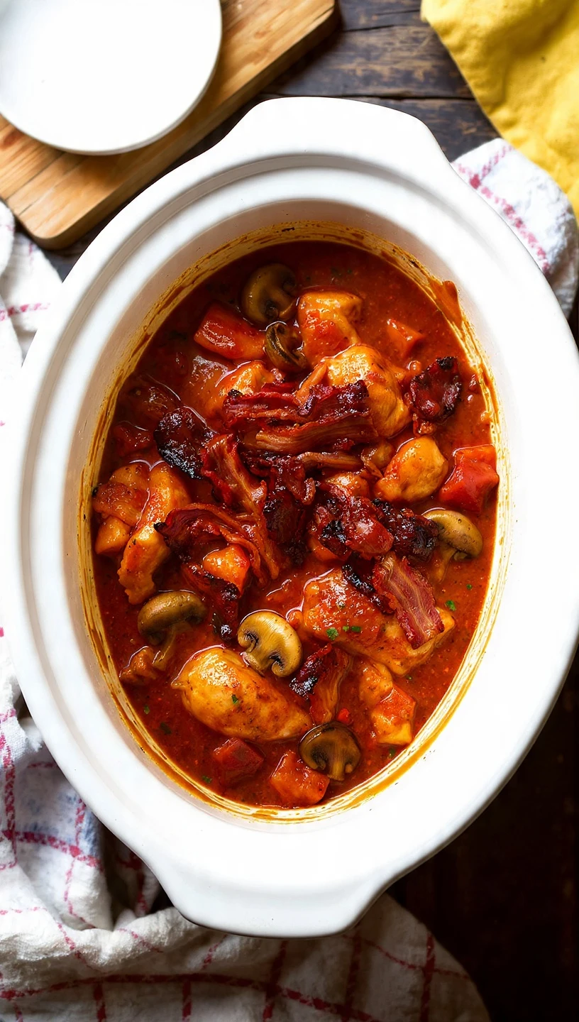 Slow Cooker Chicken Cacciatore Mushrooms Bacon