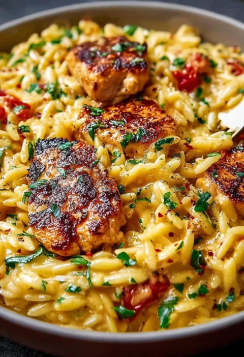 One Pot Cajun Chicken Alfredo Orzo Bursting Flavor