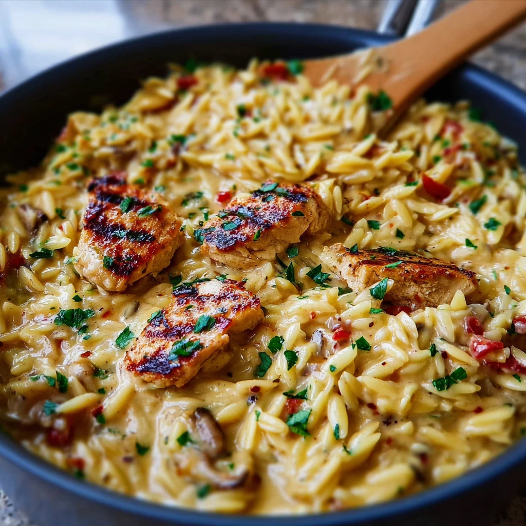 One Pot Cajun Chicken Alfredo Orzo Bursting Flavor