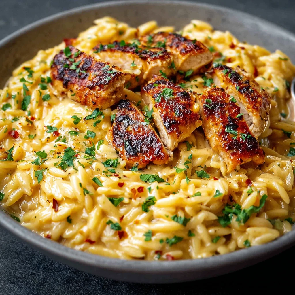 One Pot Cajun Chicken Alfredo Orzo Bursting Flavor