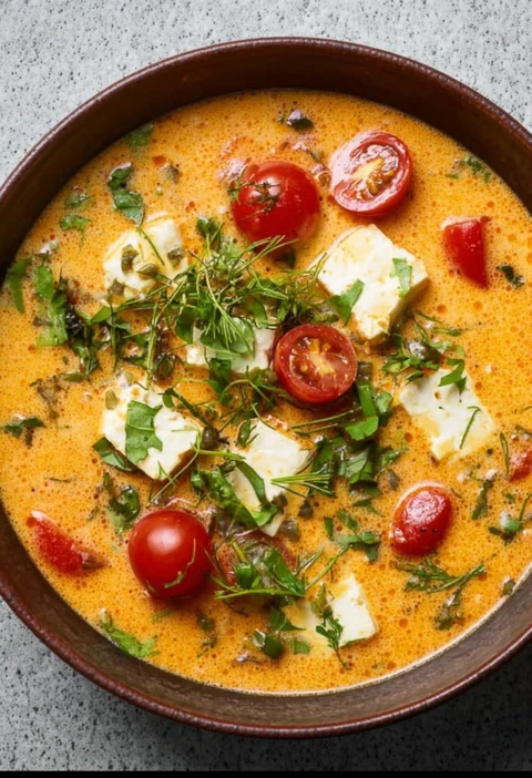 Brothy Thai Curry Silken Tofu Herbs