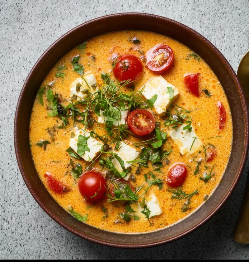Brothy Thai Curry Silken Tofu Herbs