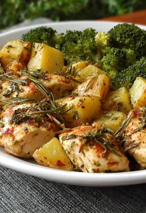 Herbroasted Chicken Potatoes Broccoli