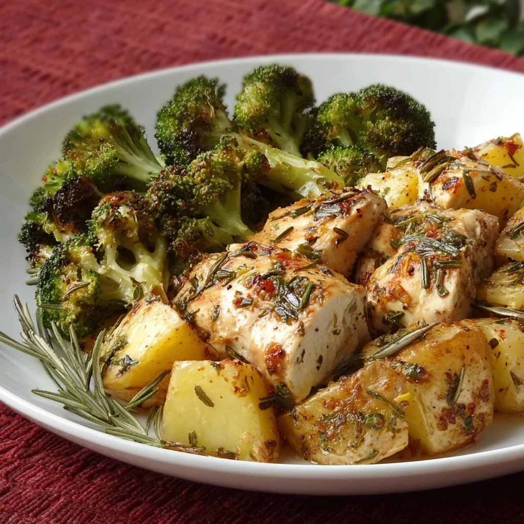 Herbroasted Chicken Potatoes Broccoli