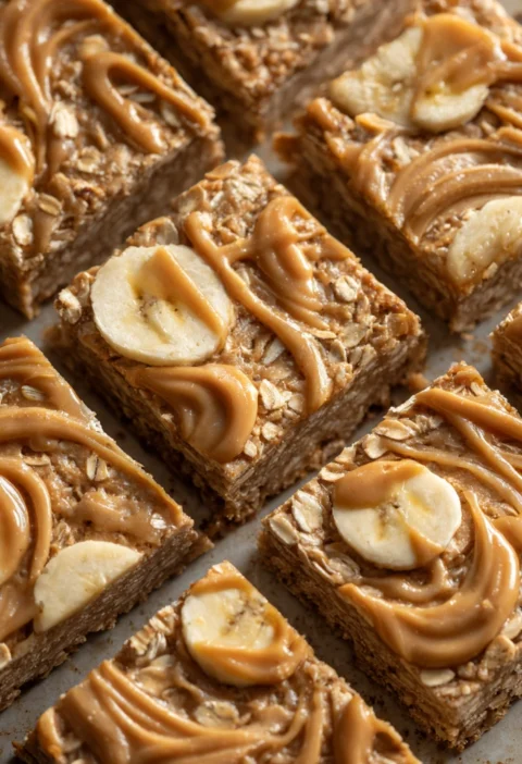 Highprotein Peanut Butterbanana Oatmeal Bars