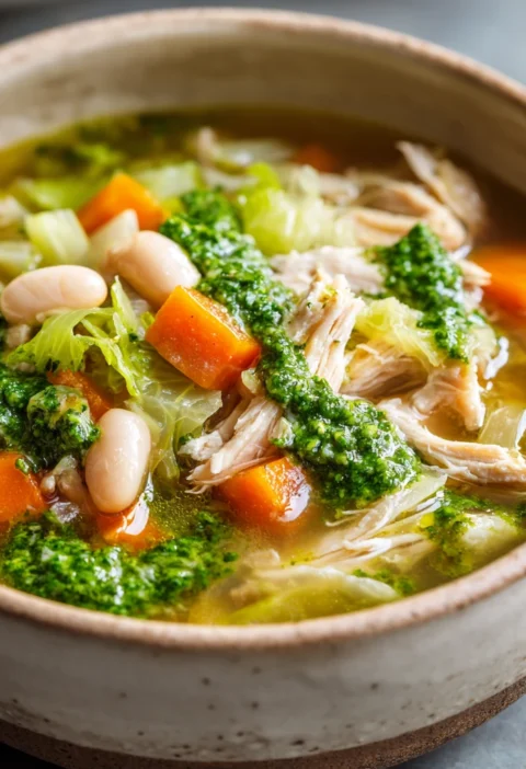 Onepot Highprotein Chicken Cabbage White Bean Soup