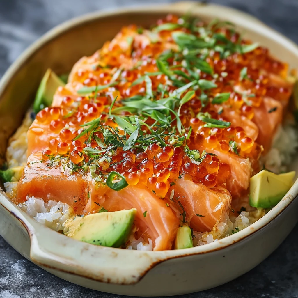 Savory Teriyaki Salmon Sushi Bake for a Cozy Night In