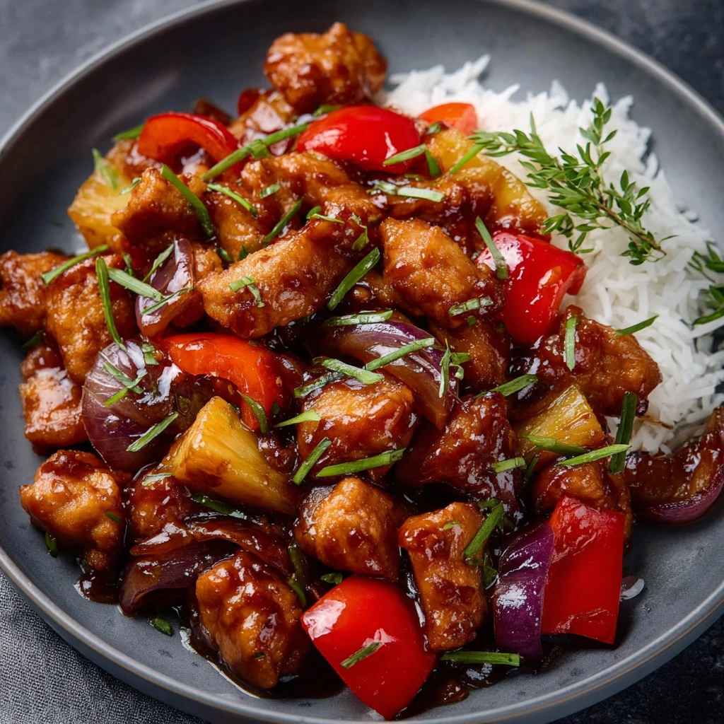 Sweet and Savory Pineapple Glazed Chicken Stir-Fry with Peppers and Onions