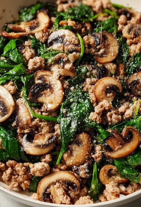 Turkey Spinach Mushroom Skillet