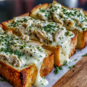 Chicken Alfredo Garlic Bread