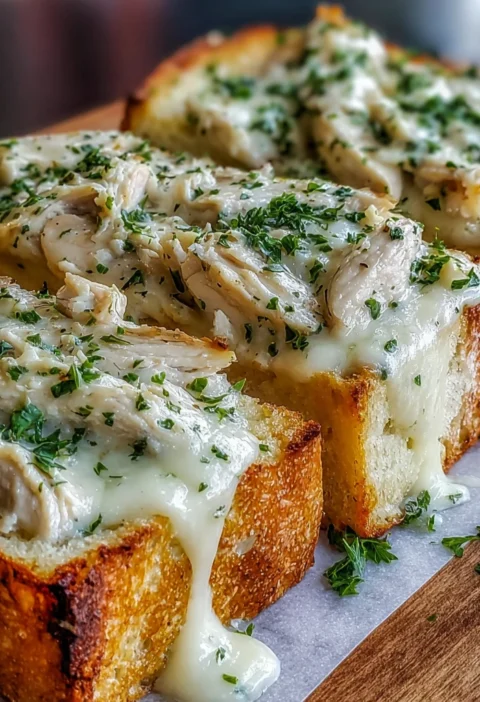 Chicken Alfredo Garlic Bread