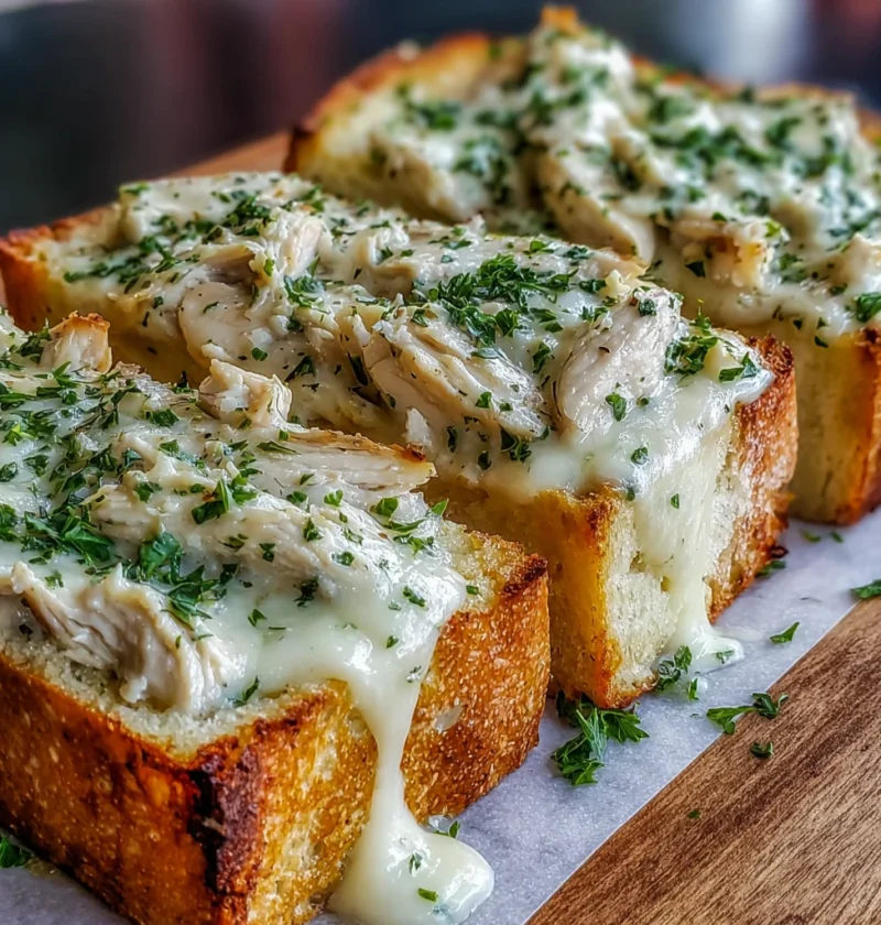 Chicken Alfredo Garlic Bread