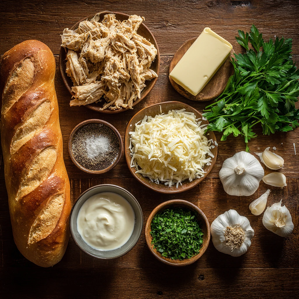 Chicken Alfredo Garlic Bread