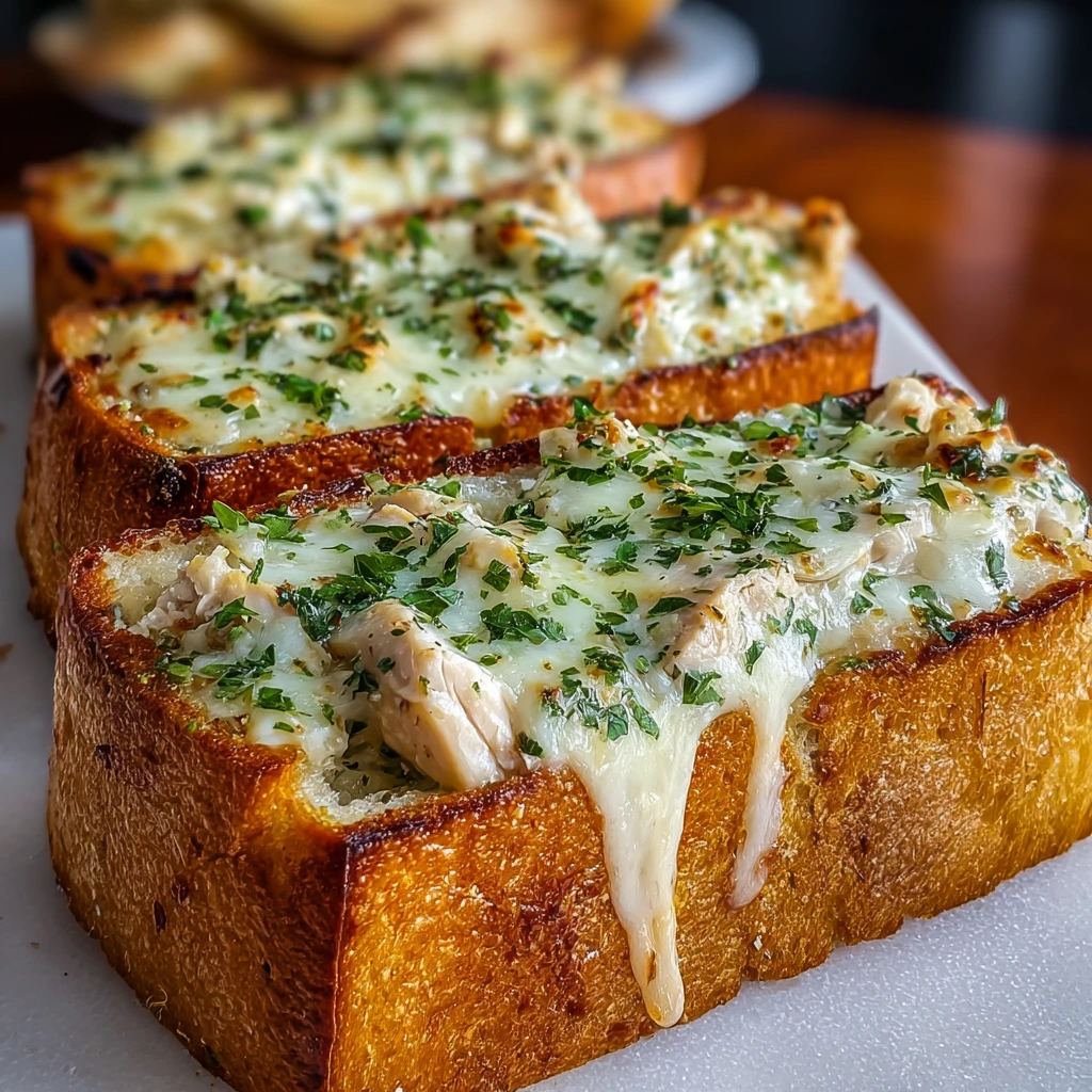 Chicken Alfredo Garlic Bread