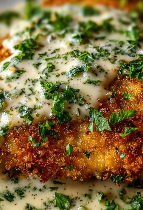 Crispy Herbcrusted Chicken Romano Creamy Sauce Delight