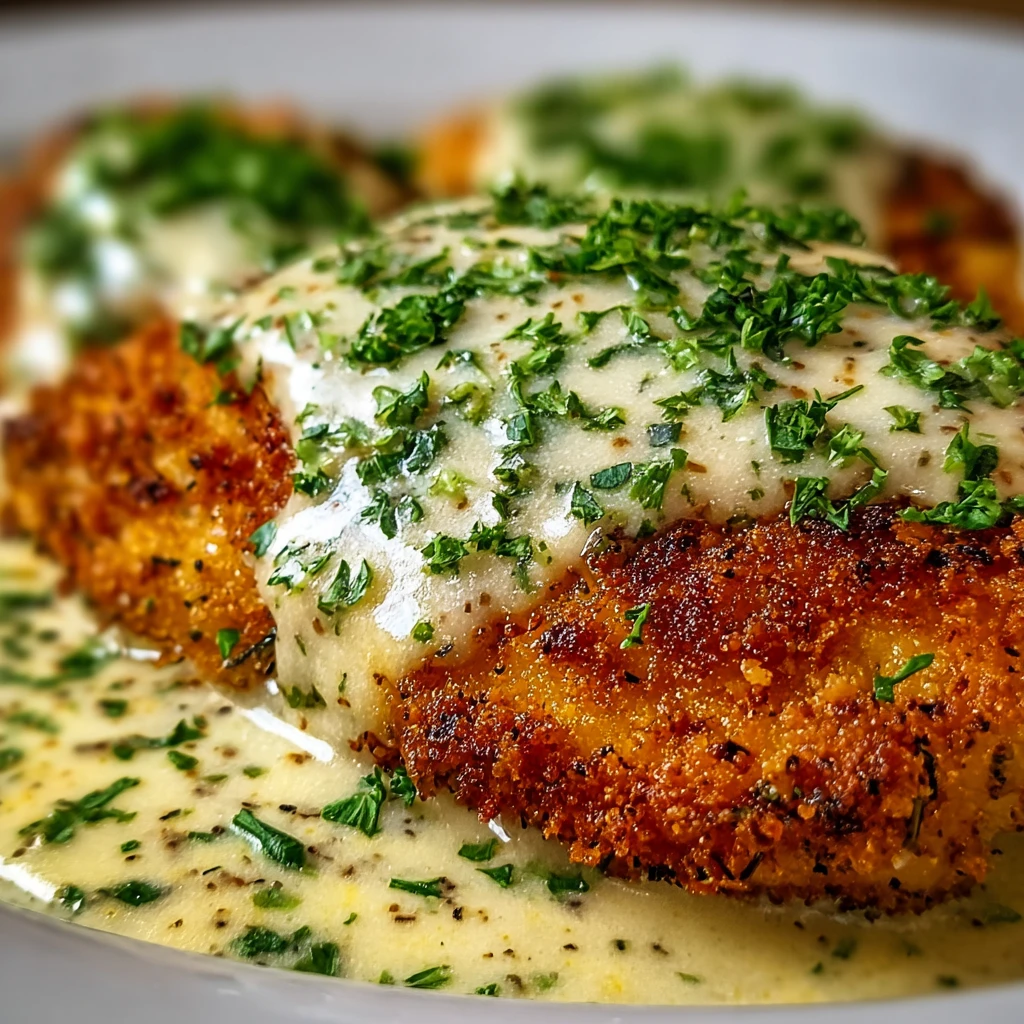 Crispy Herbcrusted Chicken Romano Creamy Sauce Delight