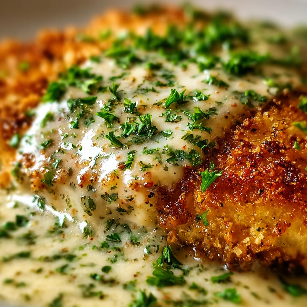 Crispy Herbcrusted Chicken Romano Creamy Sauce Delight