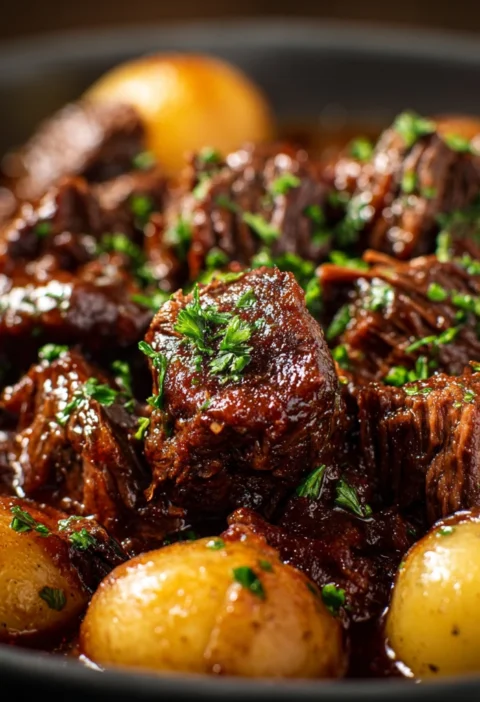 Slow Cooker Garlic Butter Beef Potatoes Tender Rich