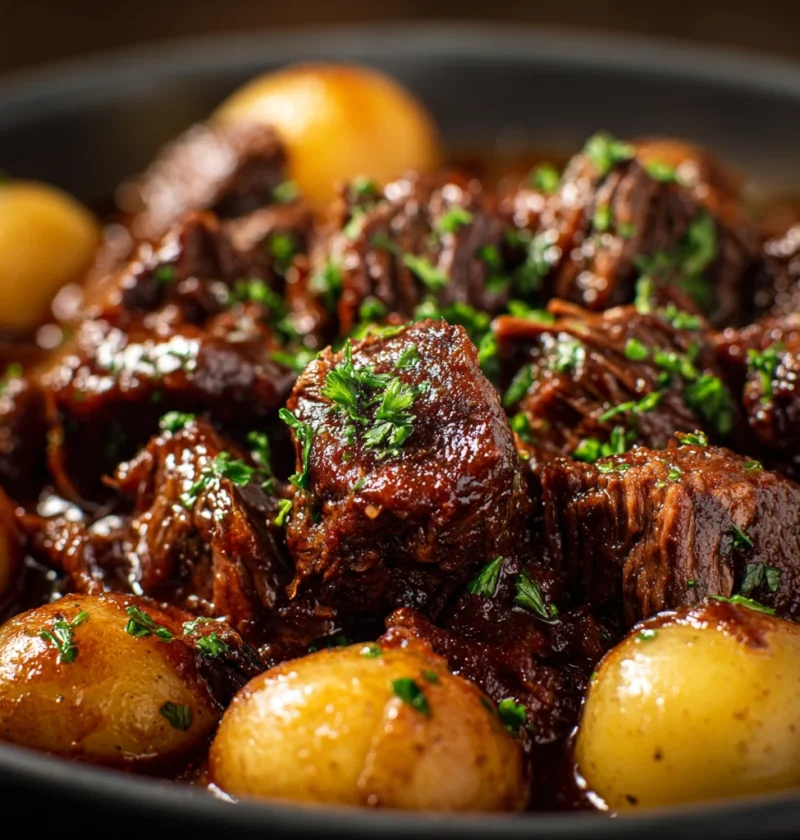 Slow Cooker Garlic Butter Beef Potatoes Tender Rich
