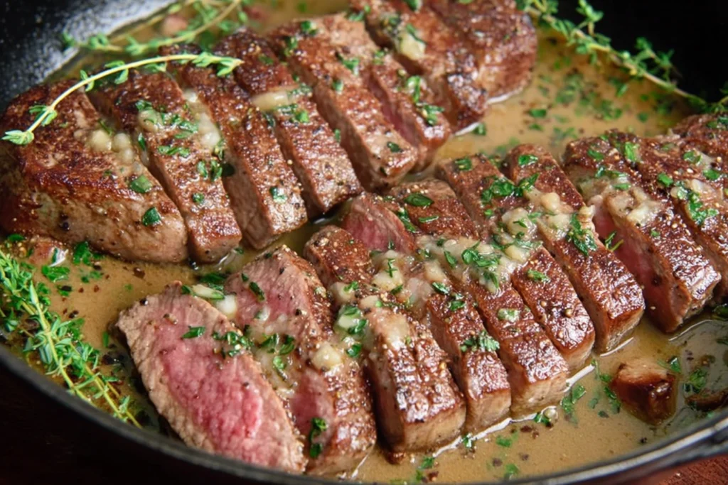 Succulent New York Strip Steaks with Horseradish White Wine Glaze