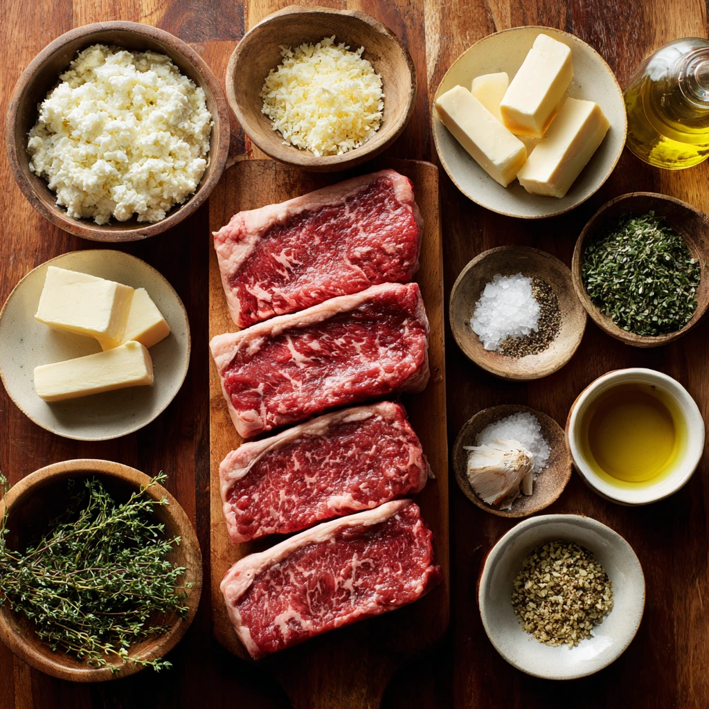 Succulent New York Strip Steaks Horseradish White Wine