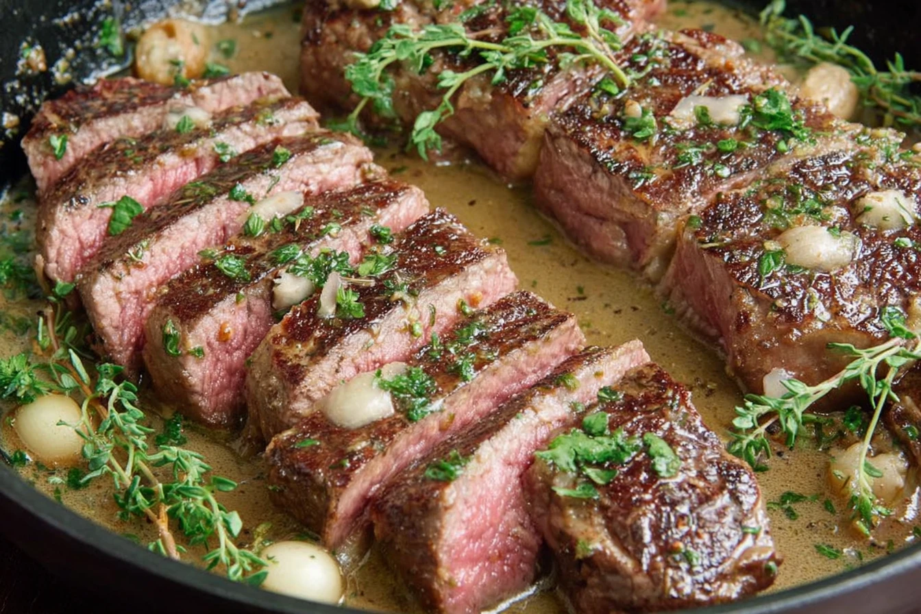 Succulent New York Strip Steaks Horseradish White Wine