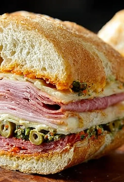 Ultimate Mardi Gras Muffuletta Stacked Layers Flavor Olive