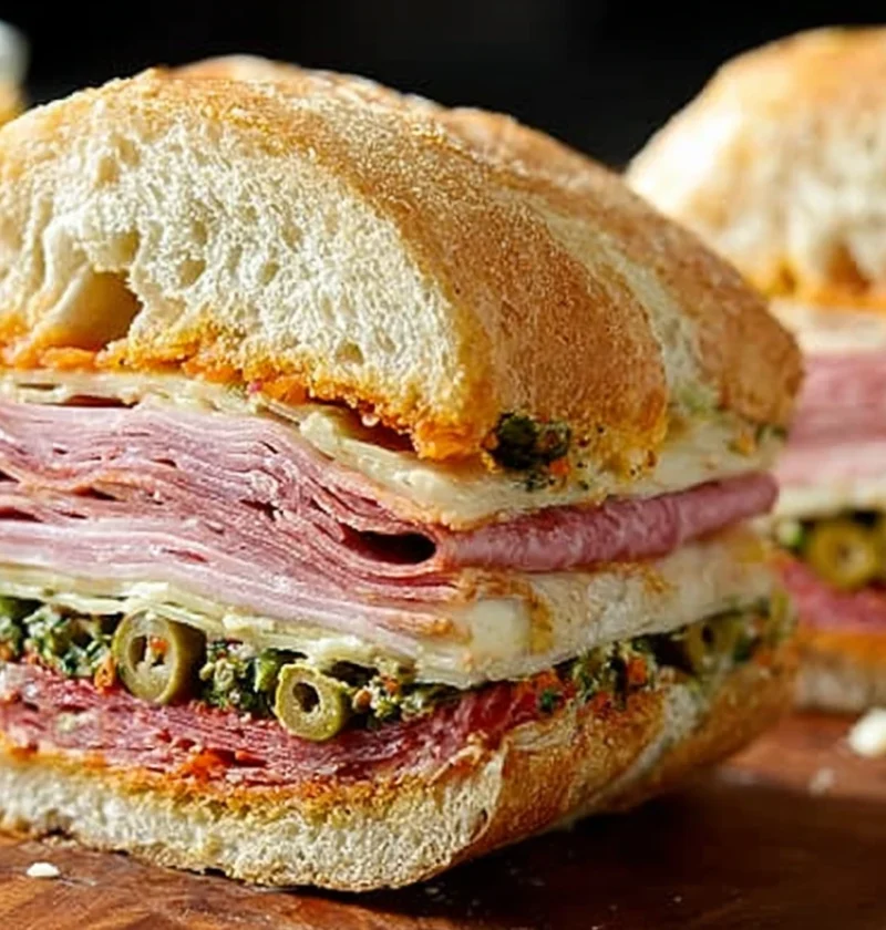 Ultimate Mardi Gras Muffuletta Stacked Layers Flavor Olive