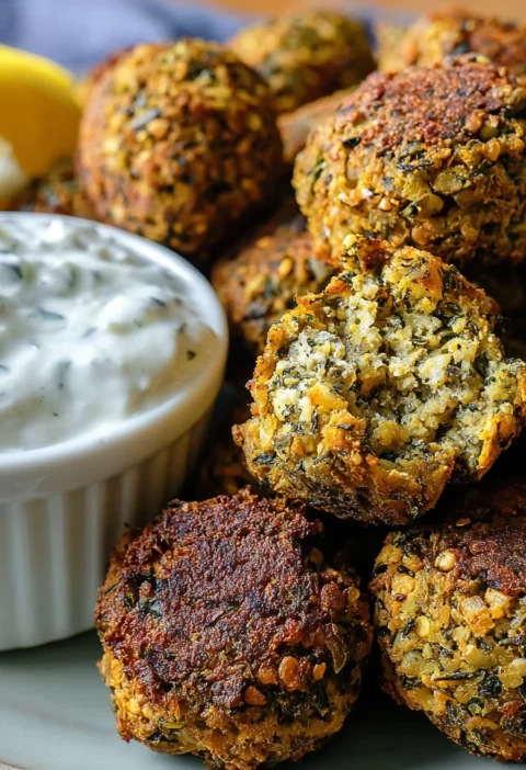 Baked Greek Lentil Meatballs Tzatziki Highprotein Dinner