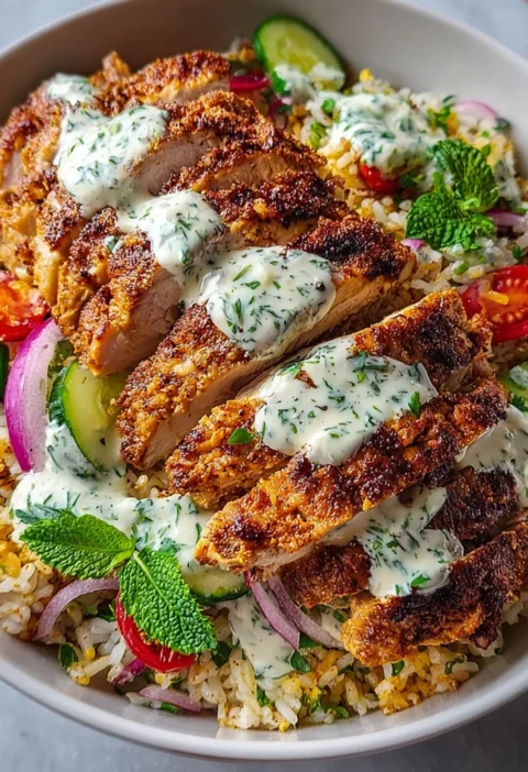 Chicken Shawarma Crispy Rice Salad