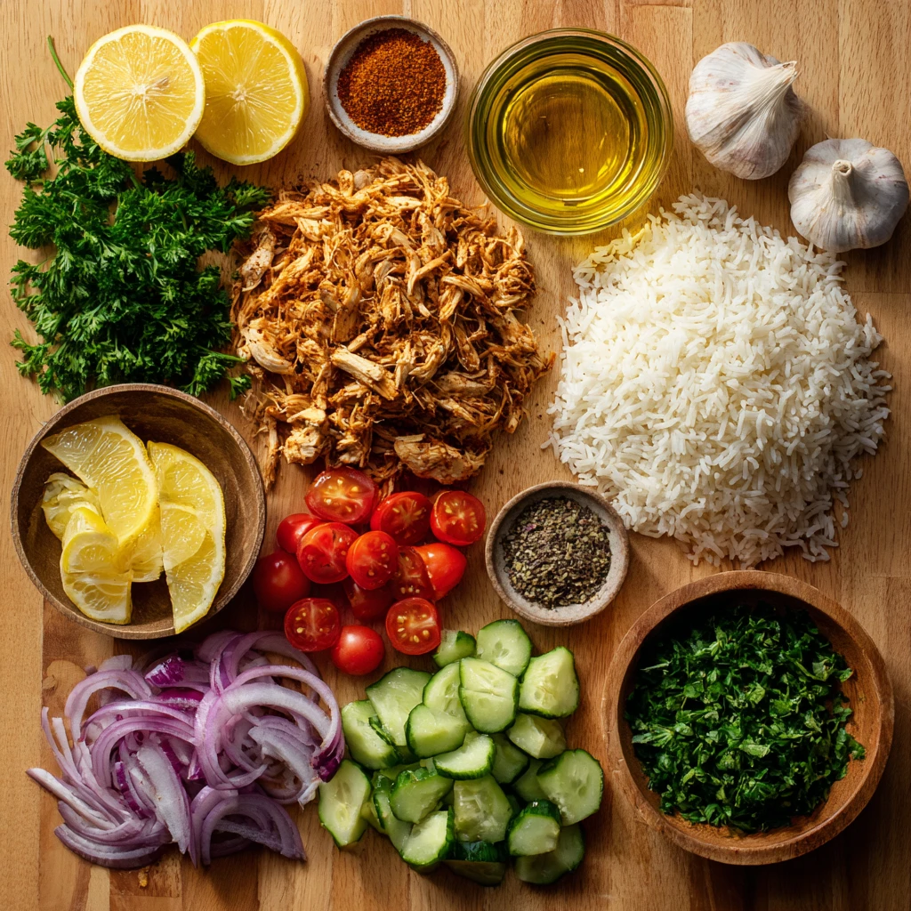 Chicken Shawarma Crispy Rice Salad