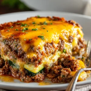 Low-Carb Ground Beef Zucchini Bake Recipe