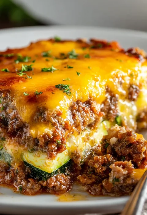 Lowcarb Ground Beef Zucchini Bake Recipe