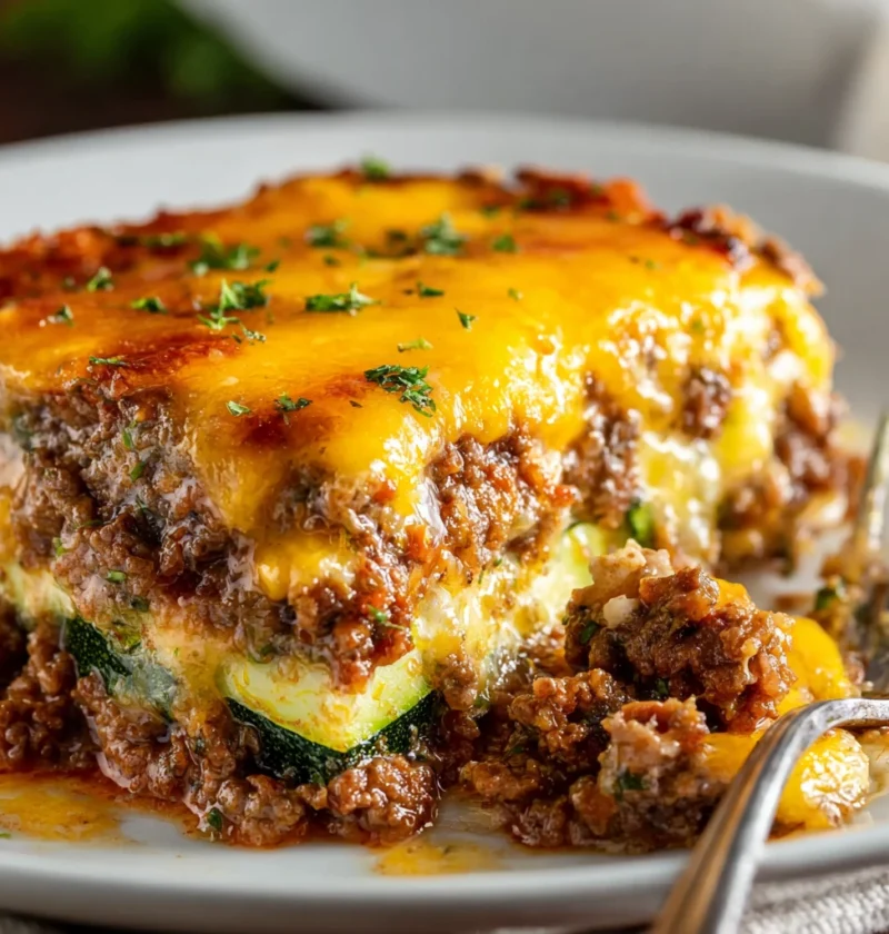 Lowcarb Ground Beef Zucchini Bake Recipe