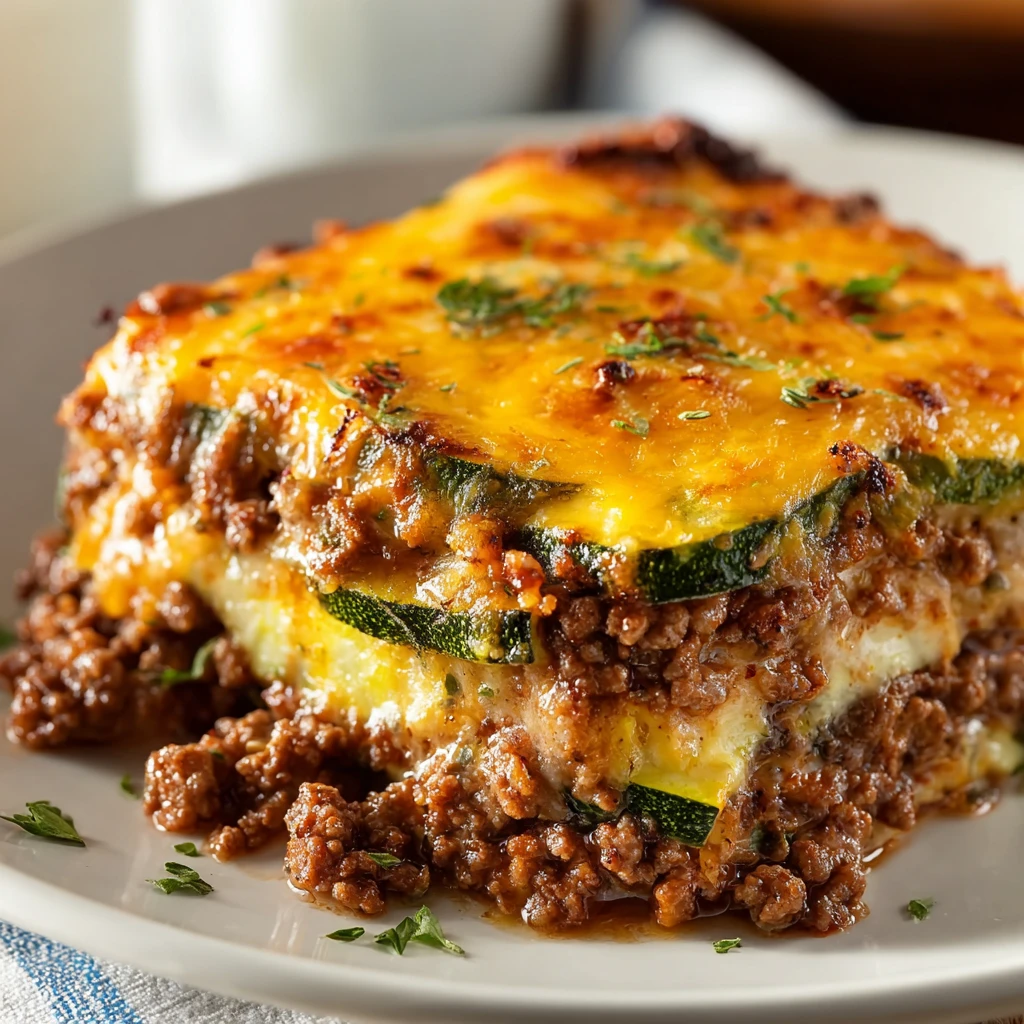 Lowcarb Ground Beef Zucchini Bake Recipe