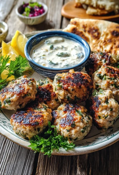 Savory Chicken Kofta Garlic Sauce