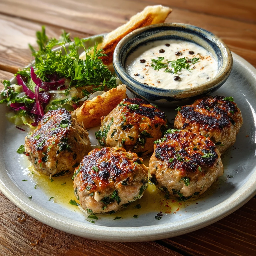 Savory Chicken Kofta Garlic Sauce