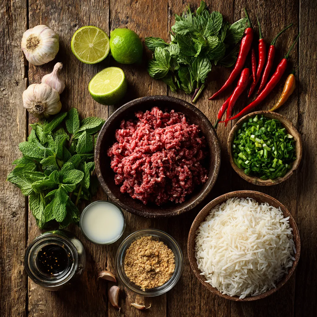 Spicy Beef Larb with Coconut Rice