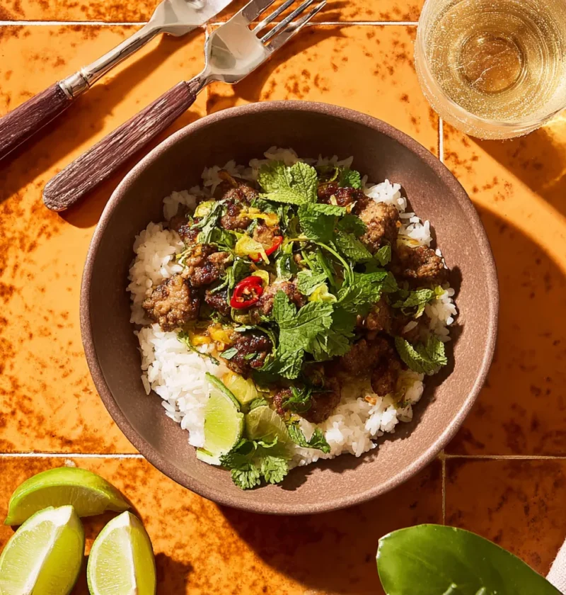 Spicy Beef Larb with Coconut Rice