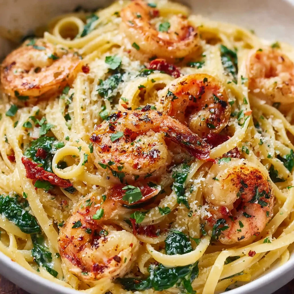 Creamy Tuscan Garlic Butter Shrimp Pasta (30-Min)