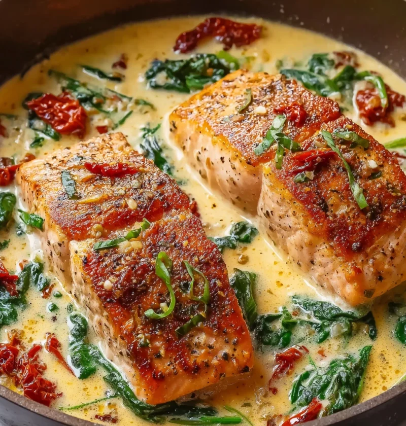 Creamy Tuscan Salmon Sundried Tomatoes Recipe Image