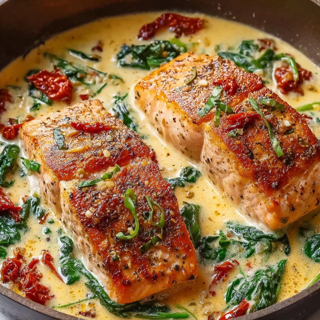 Creamy Tuscan Salmon Sundried Tomatoes