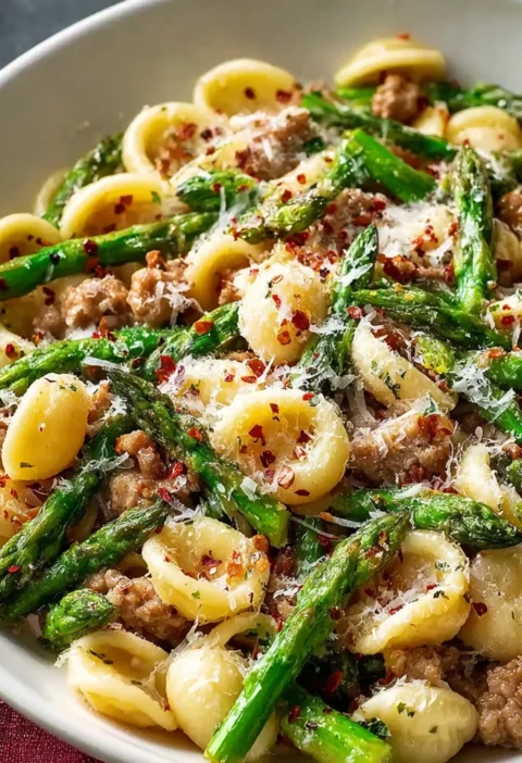 Sausage Asparagus Pasta Recipe Image
