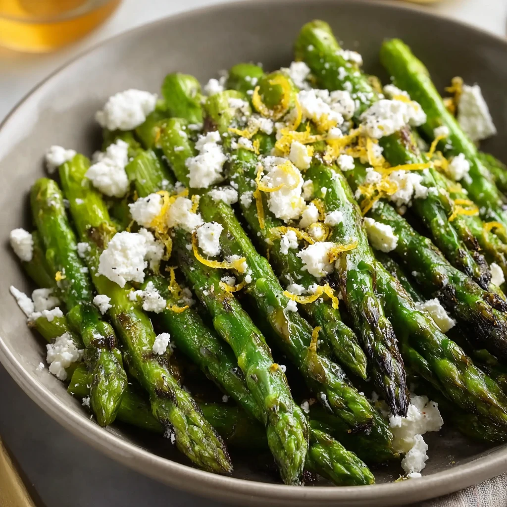 Grilled Asparagus Lemon Feta