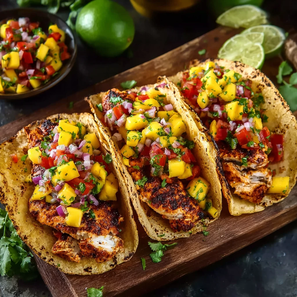 Grilled Chicken Tacos Mango Salsa