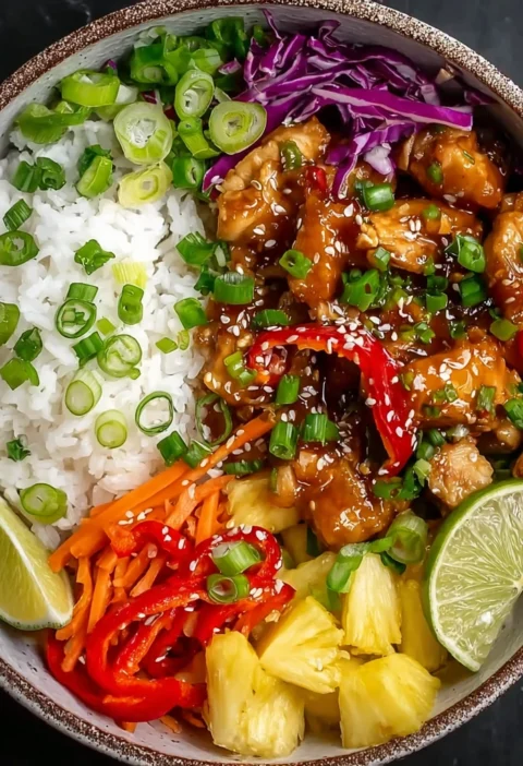 Hawaiian Chicken Bowls Sweet Savory Recipe Image