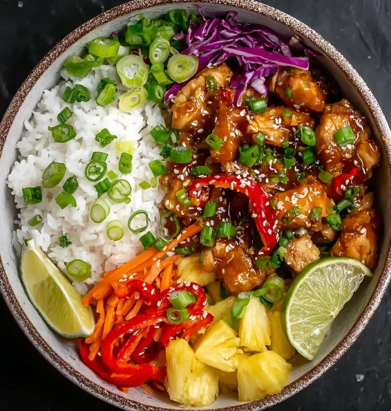 Hawaiian Chicken Bowls Sweet Savory Recipe Image